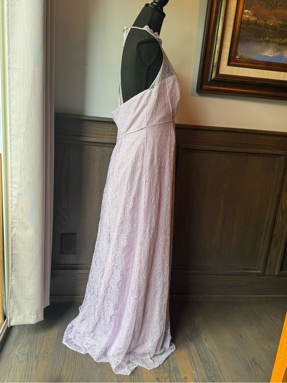 David's Bridal Lilac Lace Halter Gown 12 EUC - Picture 6 of 10
